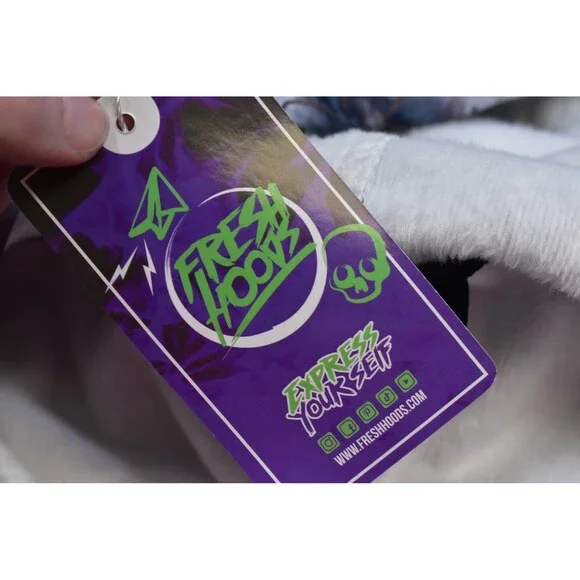 Fresh Hoods Womens Skull Floral Print Long Sleeve Pullover Drawstring Hoodie M - Picture 8 of 10